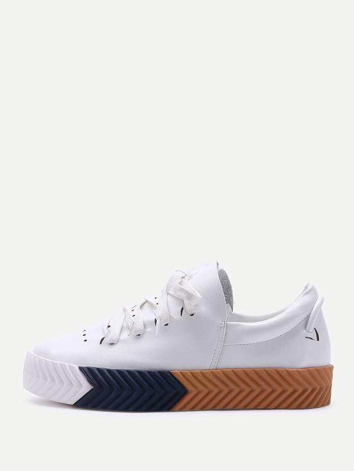 Shein Lace Up Pu Platform Sneakers