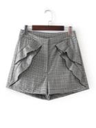 Shein Flounce Detail Plaid Shorts