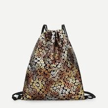 Shein Allover Lip Print Drawstring Backpack