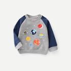 Shein Boys Planet Print Contrast Raglan Sleeve Sweatshirt