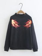Shein Flame Print Crew Neck Sweatshirt