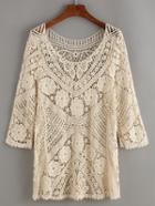 Shein Apricot Crochet Hollow Out Top