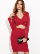 Shein Cutout Crossover Front Scallop Trim Dress