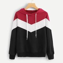 Shein Color Block Chevron Hoodie