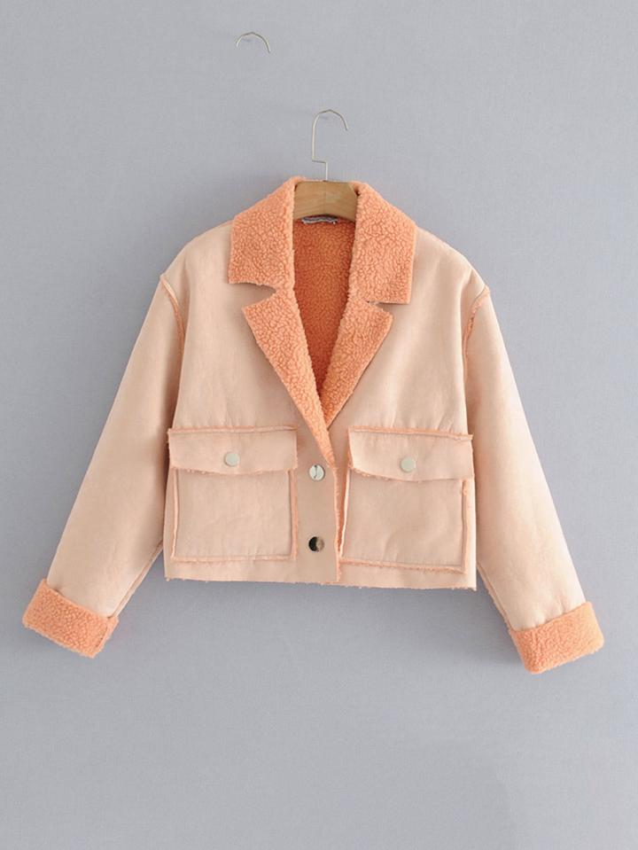 Shein Raw Edge Lamb Wool Jacket