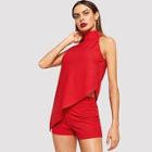 Shein Asymmetrical Hem Shell Top & Shorts Set