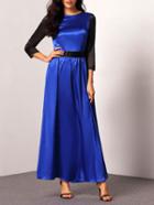 Shein Blue Black Crew Neck Maxi Dress