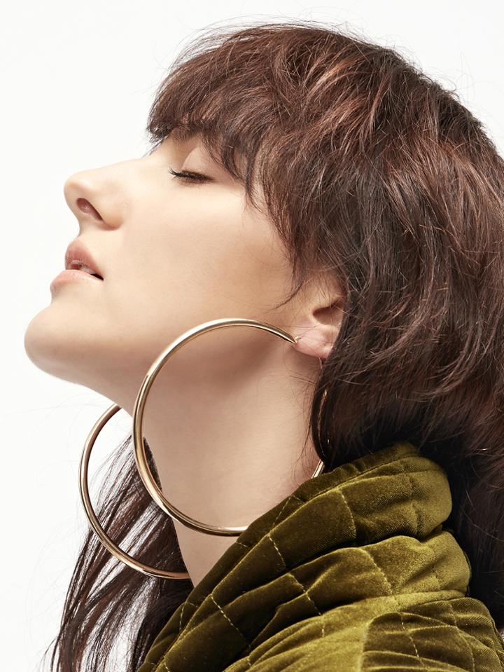 Shein Gold Plated Big Hoop Statement Earrings