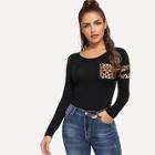 Shein Pocket Front Leopard Print Tee