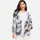 Shein Graphic Print Hooded Coat