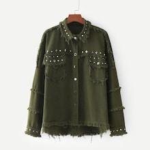 Shein Frayed Edge Studded Jacket