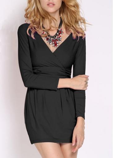Rosewe Laconic Long Sleeve Autumn Dress With V Neck
