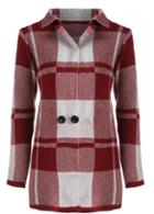 Rosewe Autumn Long Sleeve Turndown Collar Plaid Printed Coat