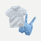 Shein Boys Pocket Front Striped Top With Shorts