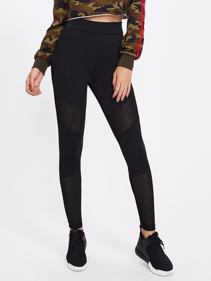 Shein Fishnet Panel Skinny Leggings