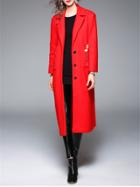 Shein Red Lapel Embroidered Long Coat