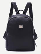 Shein Black Metallic Embellished Plain Nylon Backpack