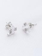 Shein Silver Rhinestone Flower Shaped Stud Earrings