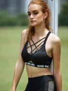 Shein Black Crisscross Letters Print Sports Crop Top