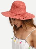 Shein Red Collapsible Bow Large Brimmed Straw Hat