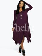 Shein Purple Long Sleeve Asymmetric Dress