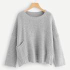 Shein Loose Knit Pocket Patched Sweater