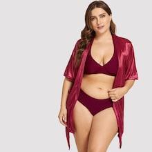 Shein Plus Plain Robe With Thong & Belt