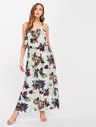 Shein Flounce Layered Tropical Print Cami Dress