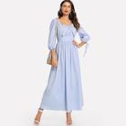 Shein Bow Detail High Waist Fit & Flare Dress