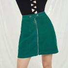 Shein Exposed Zip Front Corduroy Skirt