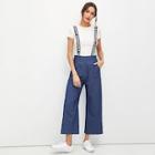 Shein Pleated Front Slant Pocket Pinafore Pants