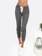Shein Lace Up Peppered Sweatpants Charcoal