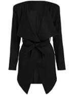 Shein Black Long Sleeve Tie-waist Coat