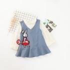 Shein Girls Lace Top With Rabbit Patch Detail Dress