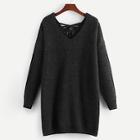 Shein Plus V Neck Lace Up Back Sweater