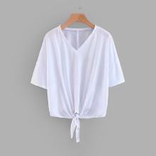 Shein Drop Shoulder Knot Hem Tee
