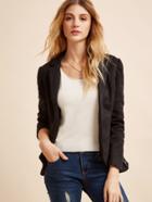Shein Black Faux Suede Buckle Strap Front Blazer