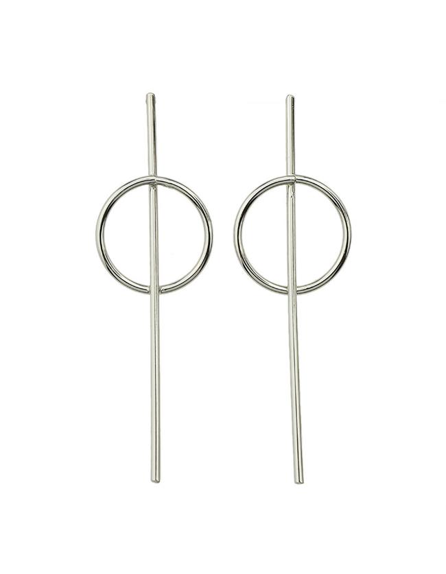 Shein Silver Plated Hanging Stud Earrings