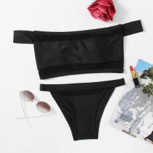Shein Net Panel Bardot Bikini Set