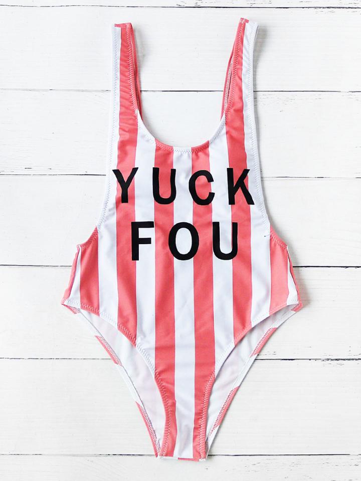 Shein Low Side High Leg Striped Monokini