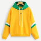 Shein Contrast Panel Drawstring Hoodie