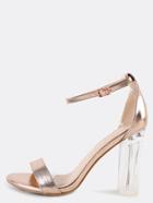 Shein Rose Gold Ankle Strap Clear High Heels Sandals