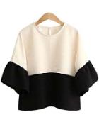 Shein Color-block Ruffle Sleeve Top