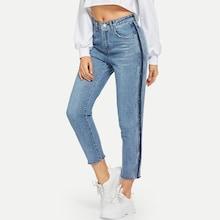 Shein Frayed Hem Faded Jeans