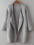 Shein Grey Draped Collar Raglan Sleeve Long Cardigan