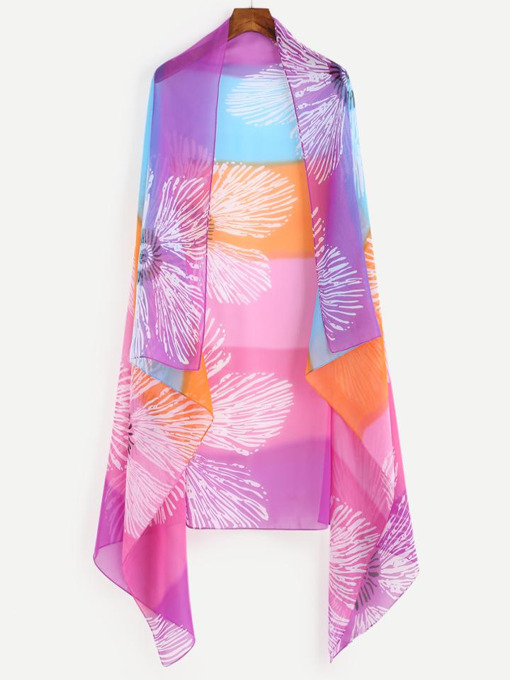 Shein Multicolor Fireworks Print Chiffon Scarf