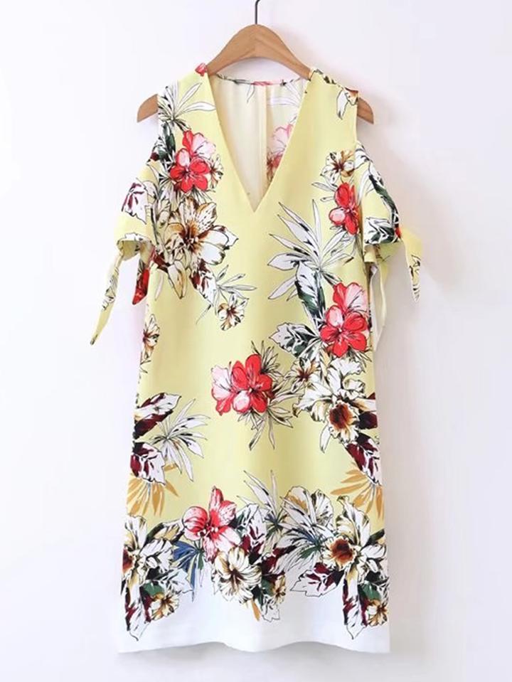 Shein Open Shoulder Knot Sleeve Dress