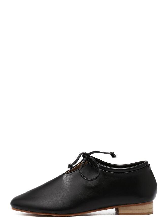 Shein Black Faux Leather Top Tied Cork Heeled Shoes