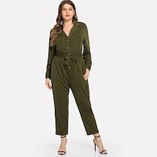 Shein Plus Self Tie Waist Solid Jumpsuit