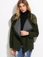 Shein Contrast Faux Fur Collar Double Breasted Jacket
